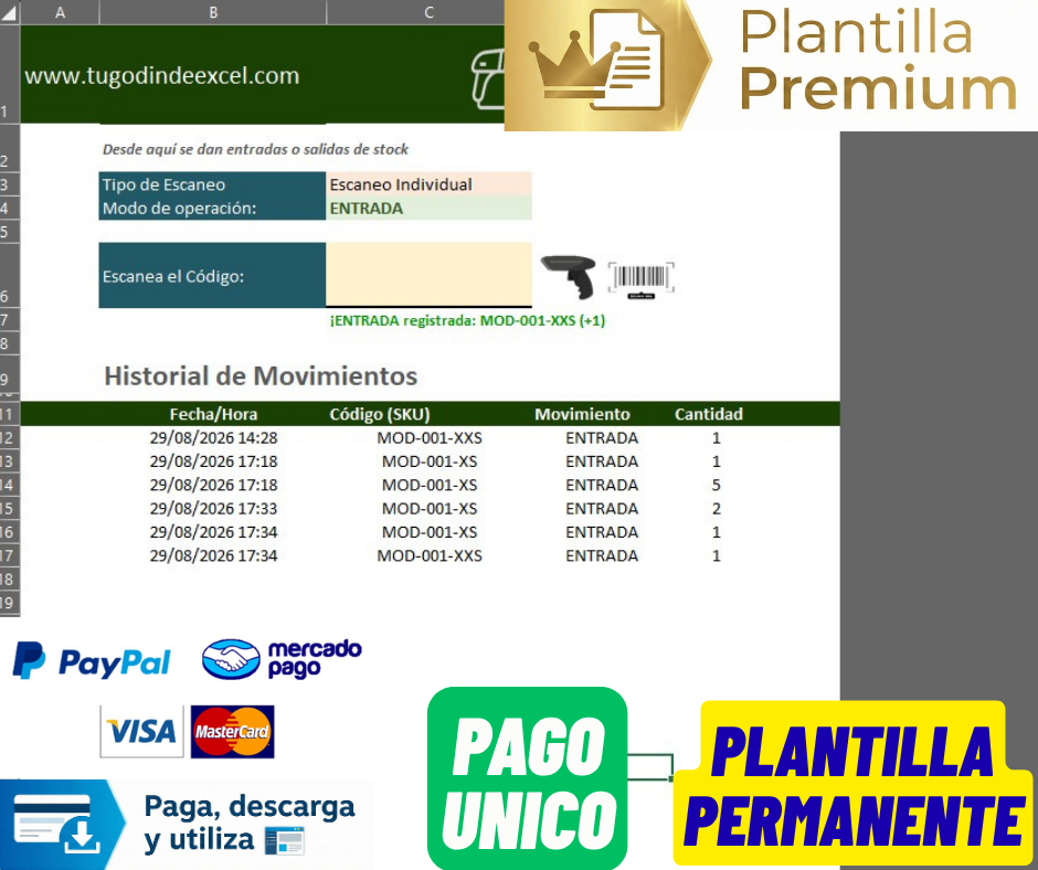 Control de Inventario Automatico con Código de Barras para Ropa o Prendas en Excel VBA