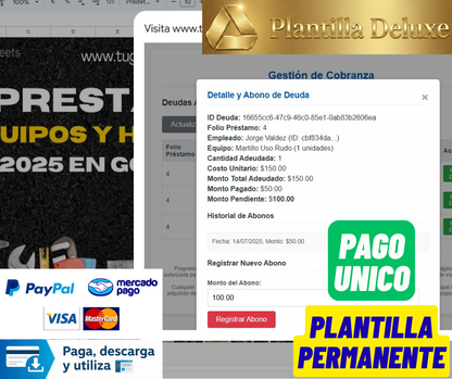 Préstamo de Equipo y Herramienta 2025 Pro en Google Sheets (Multiusuarios)