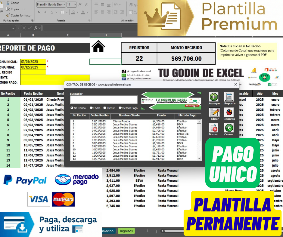Sistema para Control de Recibos en Excel 2025