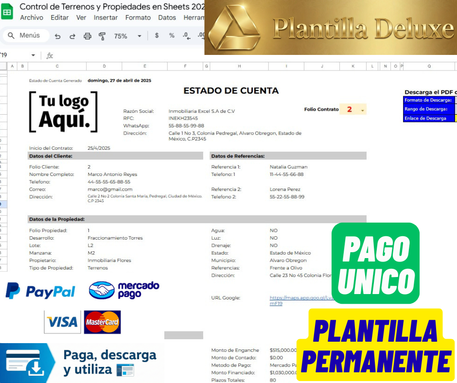 Sistema para Venta de Terrenos y Propiedades en Google Sheets 2025 (Multiusuarios)