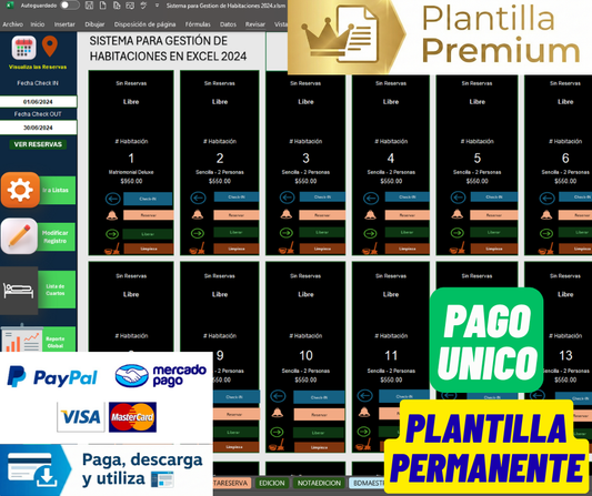 Sistema para Gestión de Habitaciones en Excel 2024