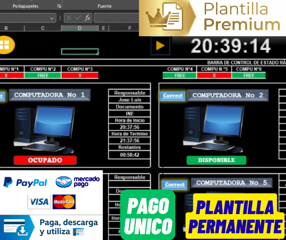 Sistema Básico para Café Internet en Excel 2022
