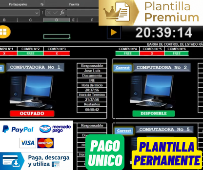 Sistema Básico para Café Internet en Excel 2022
