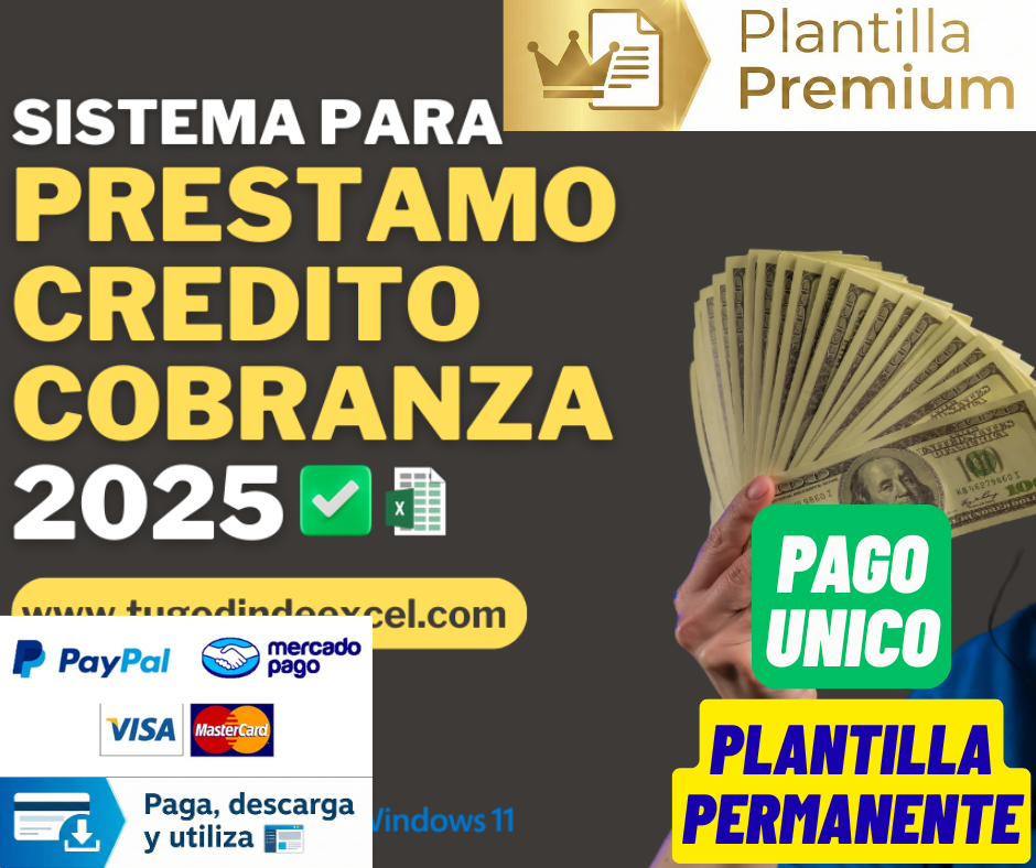 Sistema para Control de Préstamo, Crédito y Cobranza 2025 en Excel