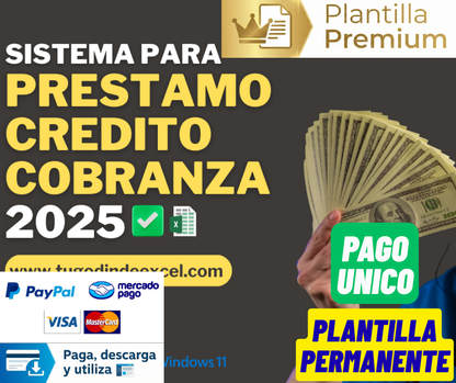 Sistema para Control de Préstamo, Crédito y Cobranza 2025 en Excel