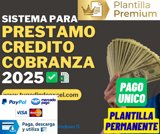 Sistema para Control de Préstamo, Crédito y Cobranza 2025 en Excel