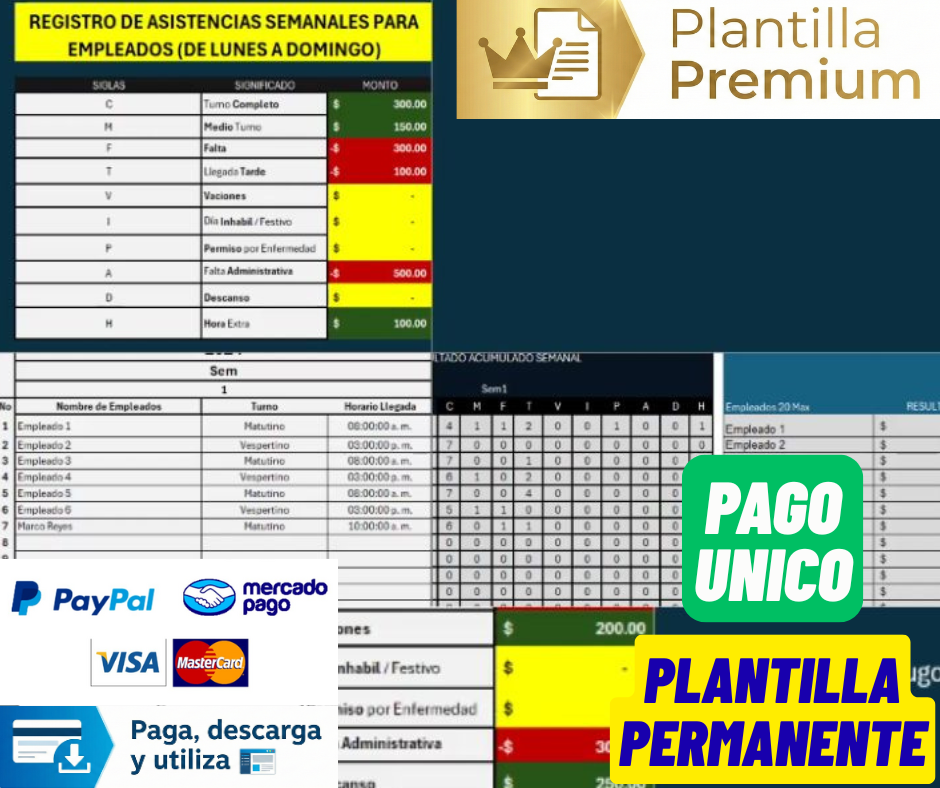 Registro de Asistencias y Pagos Semanales 2024