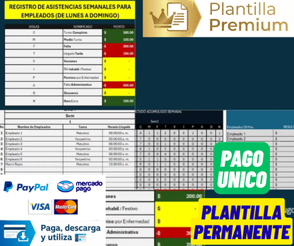 Registro de Asistencias y Pagos Semanales 2024
