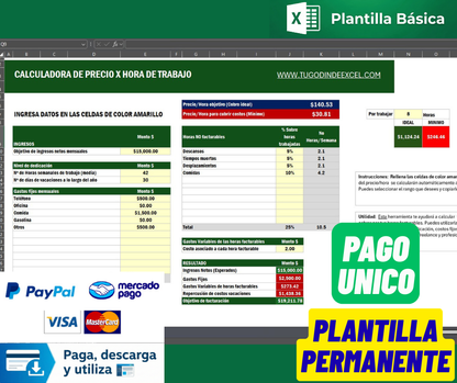 Calculadora de Hora de Trabajo para Freelance 2026 Basica en Excel