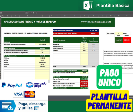 Calculadora de Hora de Trabajo para Freelance 2026 Basica en Excel