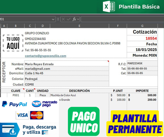 Formato de Hoja de Cotización Básica en Excel 2026