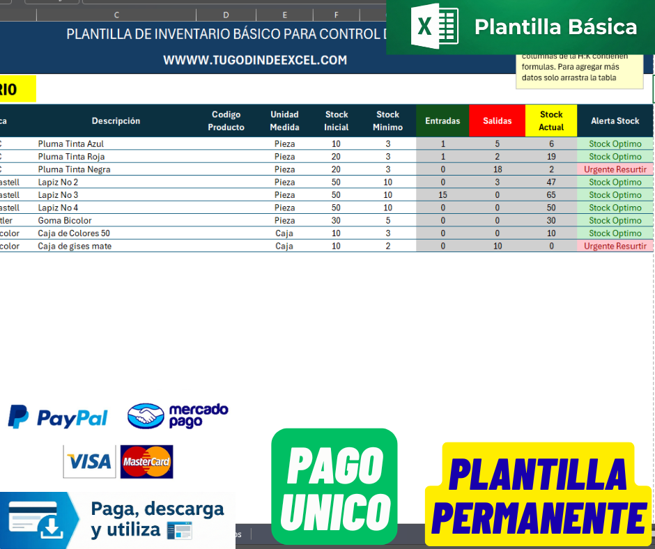 Formato de Inventario Basico para Control de Stock