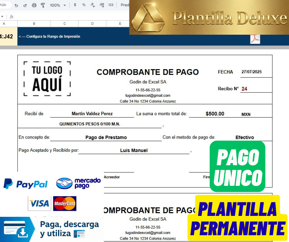 Generador de Recibos de Pago 2025 en Google Sheets Multiusuario