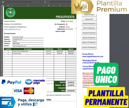 Sistema de Cotización 2026 Pro en Excel (Genera PDF,Guarda,Edita, Aprueba, Controla Estados y Abonos)