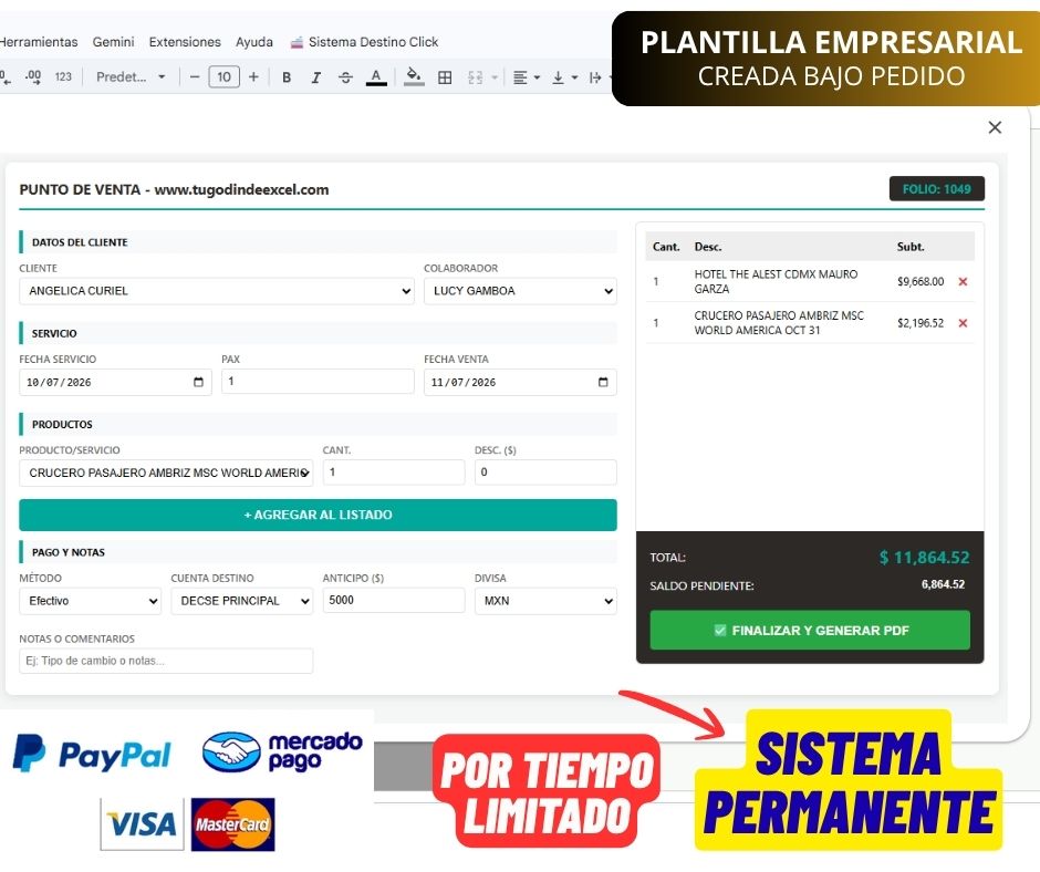 Sistema para Agencia Turistica en Google Sheets 2026 ¡Multiusuarios!