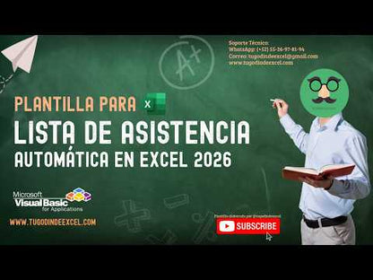 Generador de Listas de Asistencias para Escuela en Excel 2026 Windows/MAC