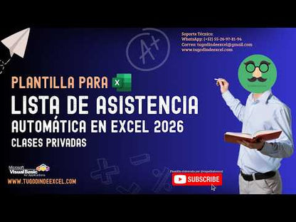 Generador de Listas de Asistencias para Clases Privadas en Excel 2026 Windows/MAC
